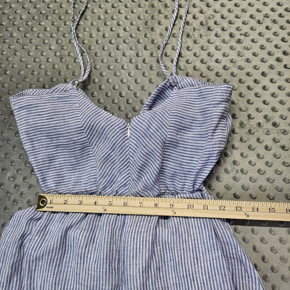 Karina Grimaldi Blue Striped Summer Linen Dress Sz. M - Picture 3 of 12